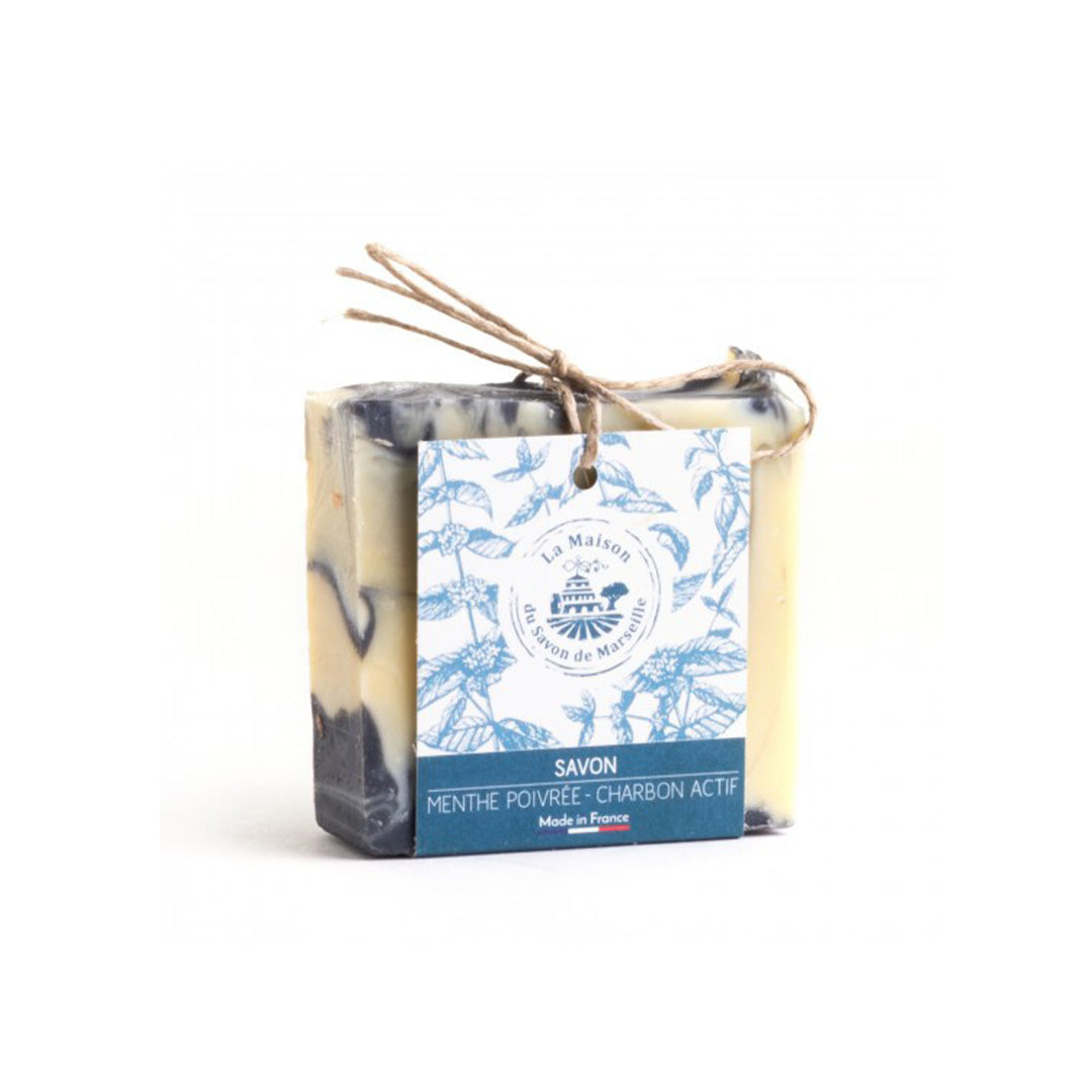 Savon A Froid 100gr Menthe Poivrée Charbon Actif