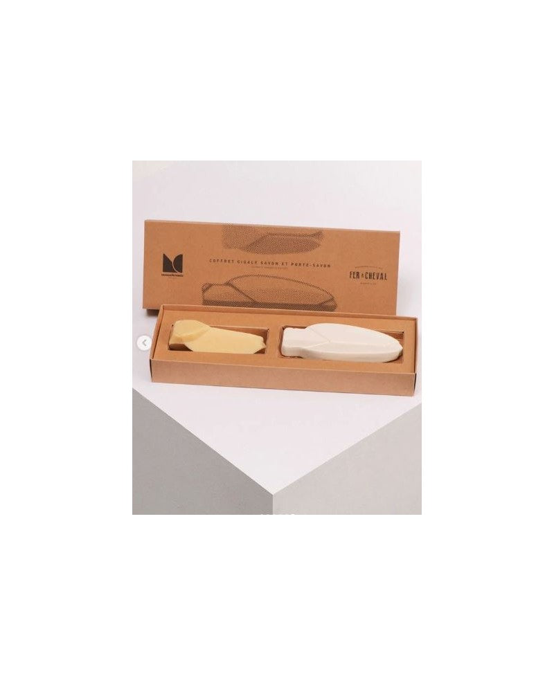 Marseille Vegetable Soap Box & White Soap Dish / Cicada