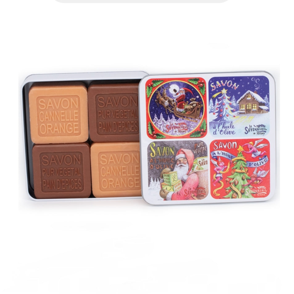 Coffret Savons Parfumés Boîte Métal Noël 4*100gr