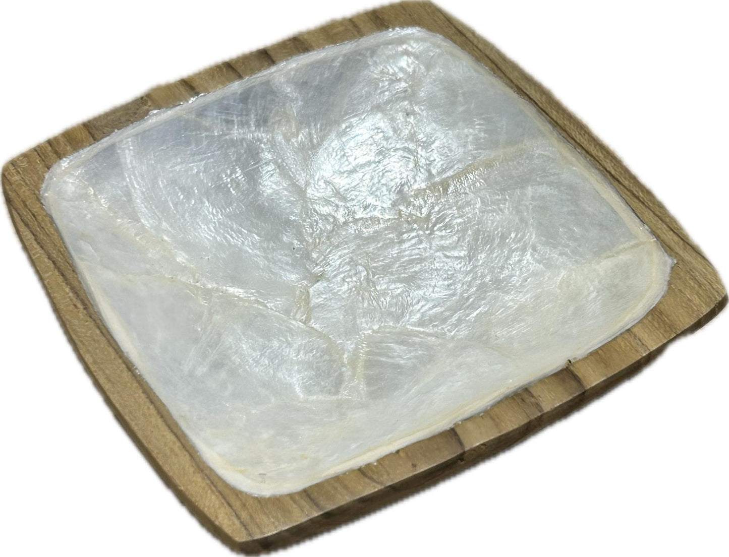 Porte Savon Carré Bois D'olivier Nacre Blanc