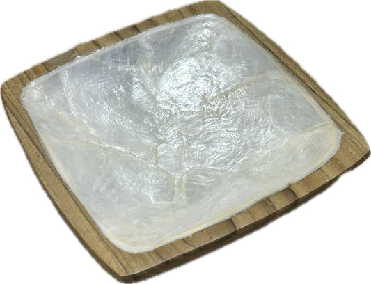 Porte Savon Carré Bois D'olivier Nacre Blanc