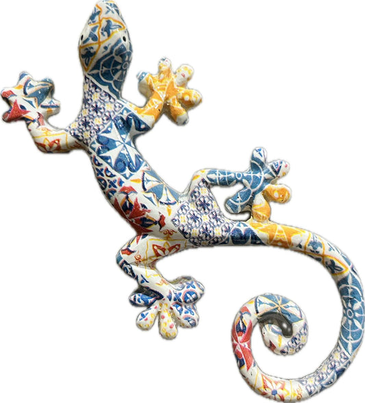 Magnet Salamandre Mosaïque Bleu Jaune Rose