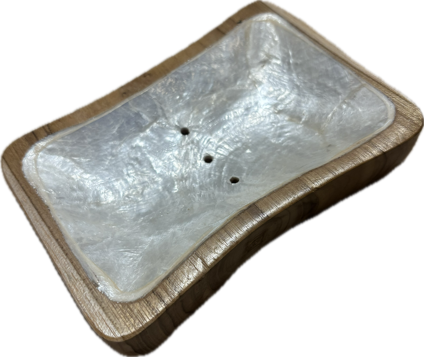 Porte Savon Rectangle Bois D'olivier Nacre Blanc