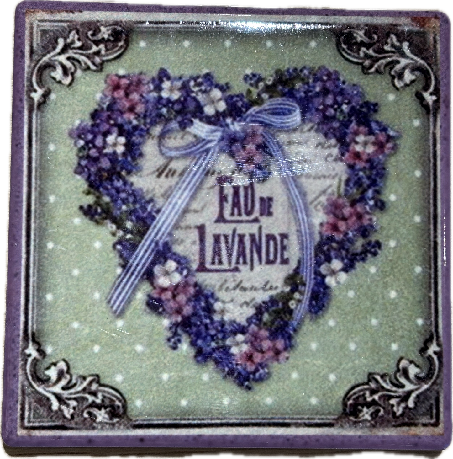 Magnet Carré Coeur Lavande 2