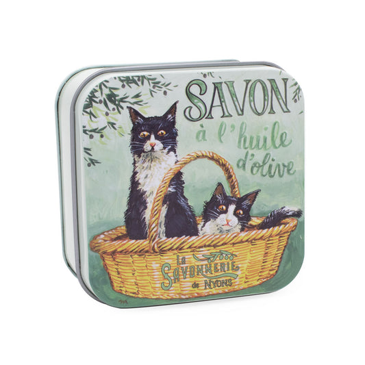 Savon Parfumé Fleur De Coton Boite Métal Chat noir 100gr