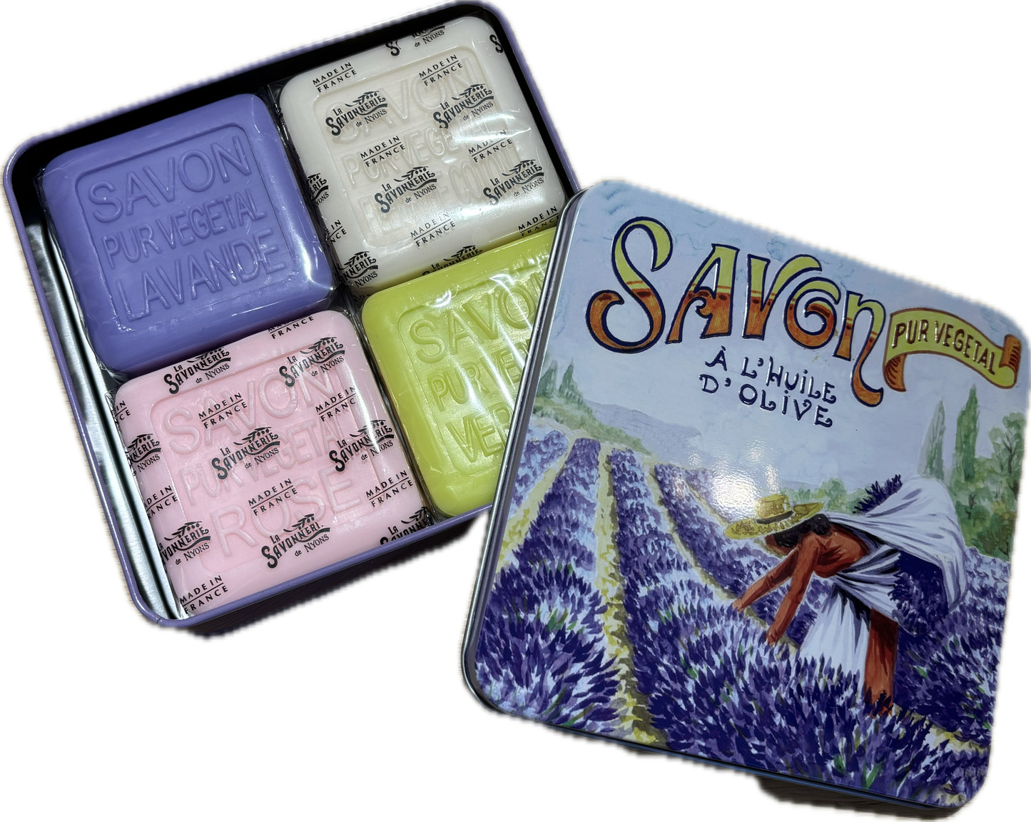 Coffret Savons Parfumés Boite Métal Provence La Ceuillette 4*100gr