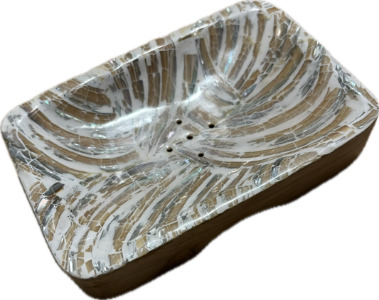 Porte Savon Rectangle Bois D'olivier Nacre Bois
