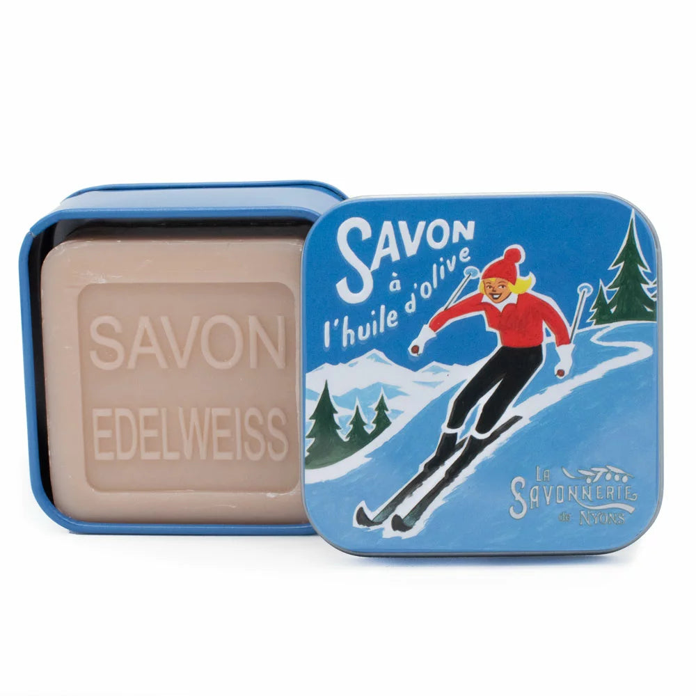 Savon Parfumé Edelweiss Boite Métal Piste De Ski 100gr