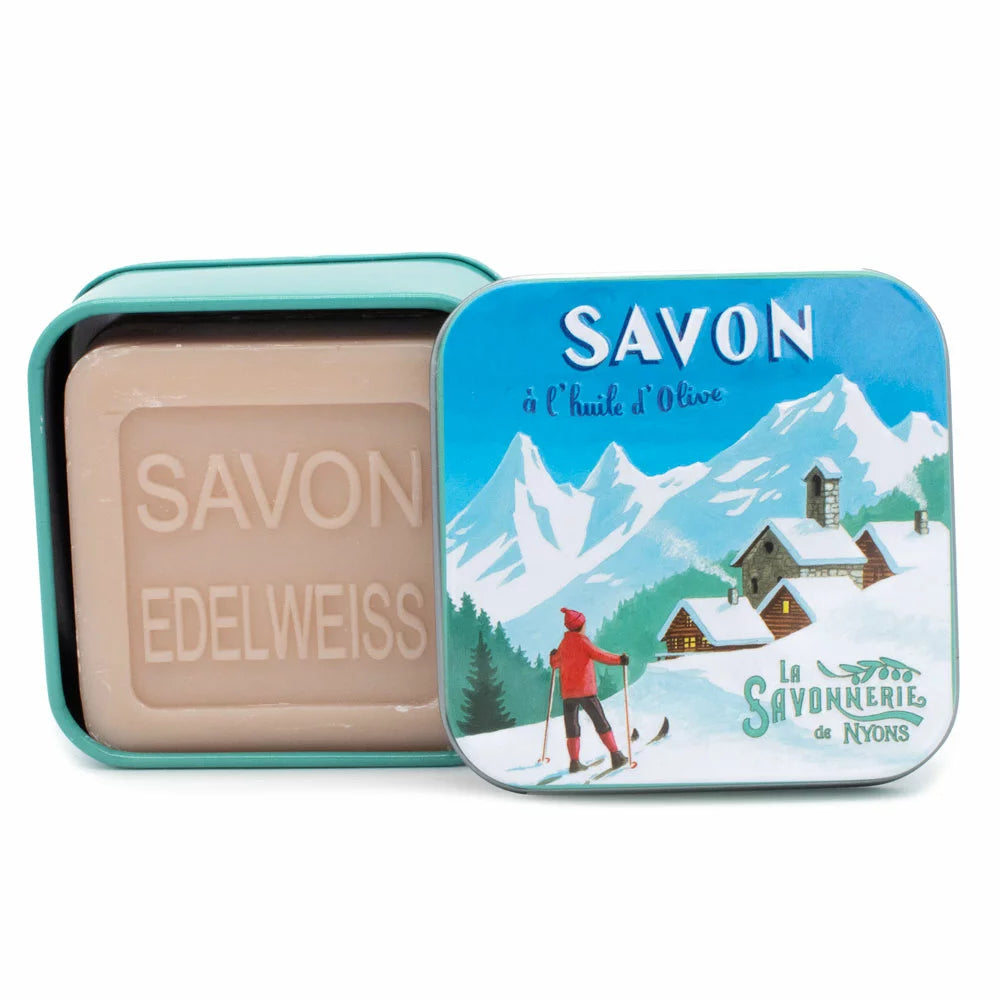 Savon Parfumé Edelweiss Boite Métal Randonnée Au Ski 100gr