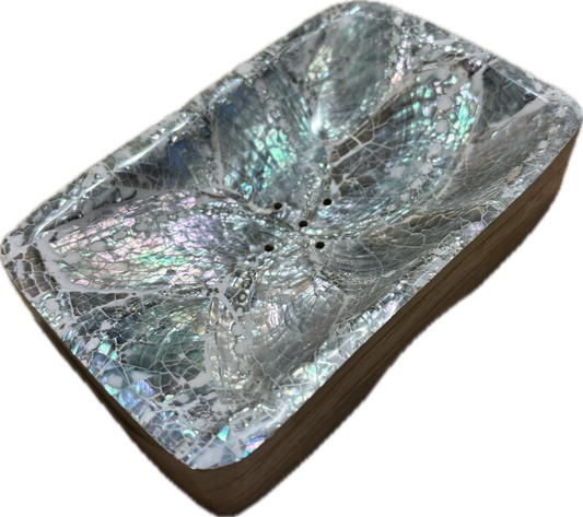 Porte Savon Rectangle Bois D'olivier Nacre Gris
