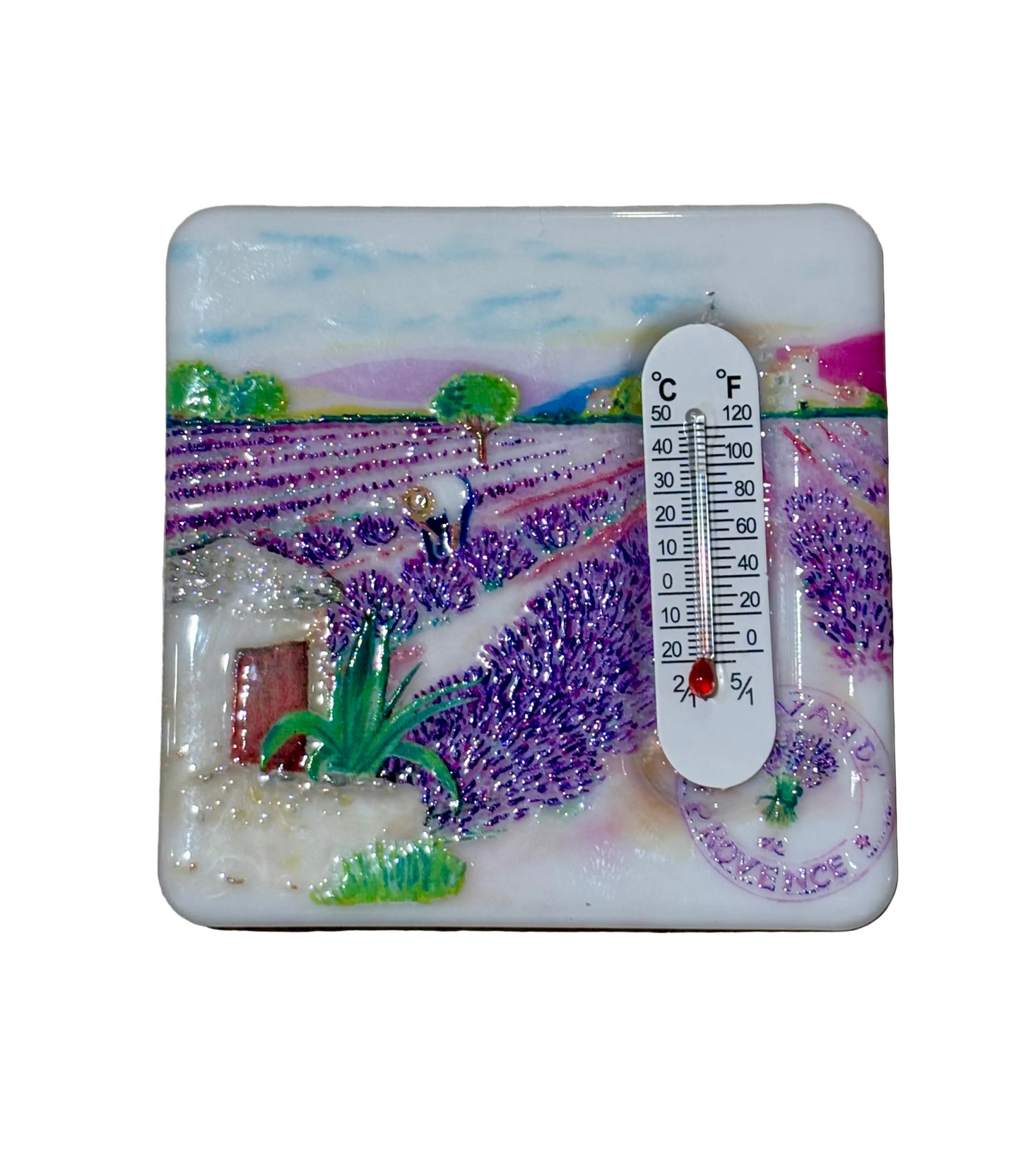 Square Magnet Thermometer Lavender of Provence