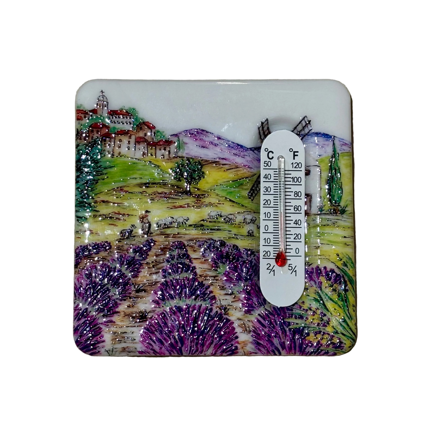 Square Magnet Thermometer Lavender of Provence