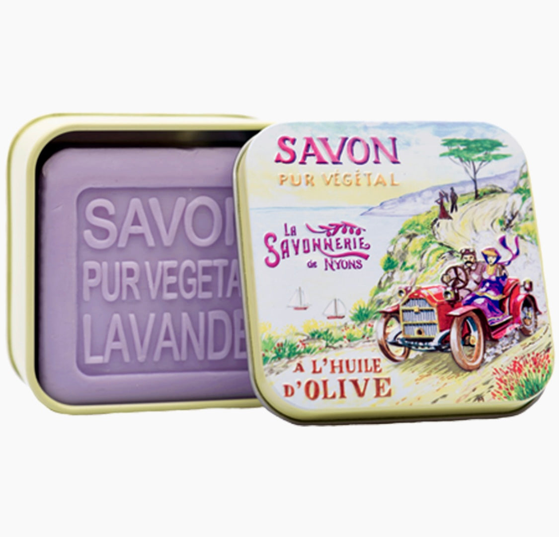 Savon Parfumé Lavande Boite Métal Balade En Voiture 100gr