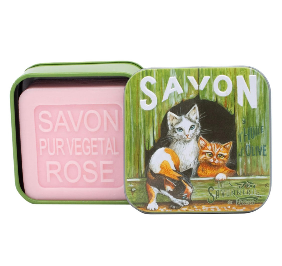 Savon Parfumé Rose Boite Métal 3 Chatons 100gr