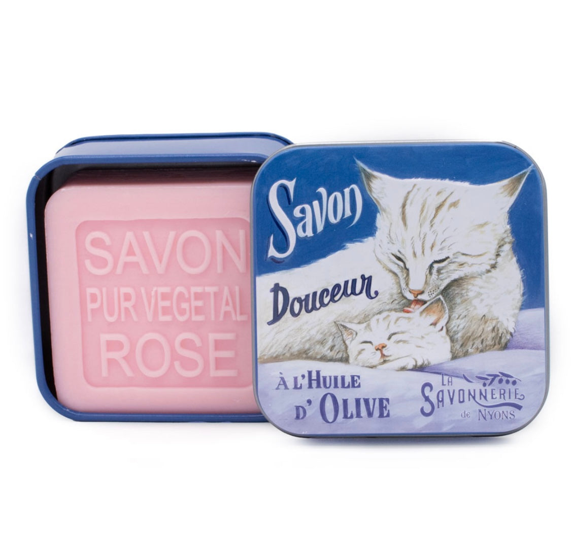 Savon Parfumé Rose Boite Métal Chats Douceur 100gr