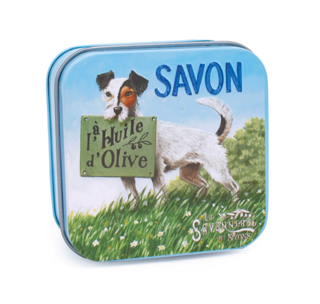Savon Parfumé Rose Boite Métal Chien Jack Russell 100gr
