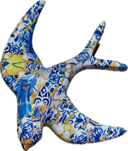 Magnet Hirondelle Mosaïque Bleue Jaune