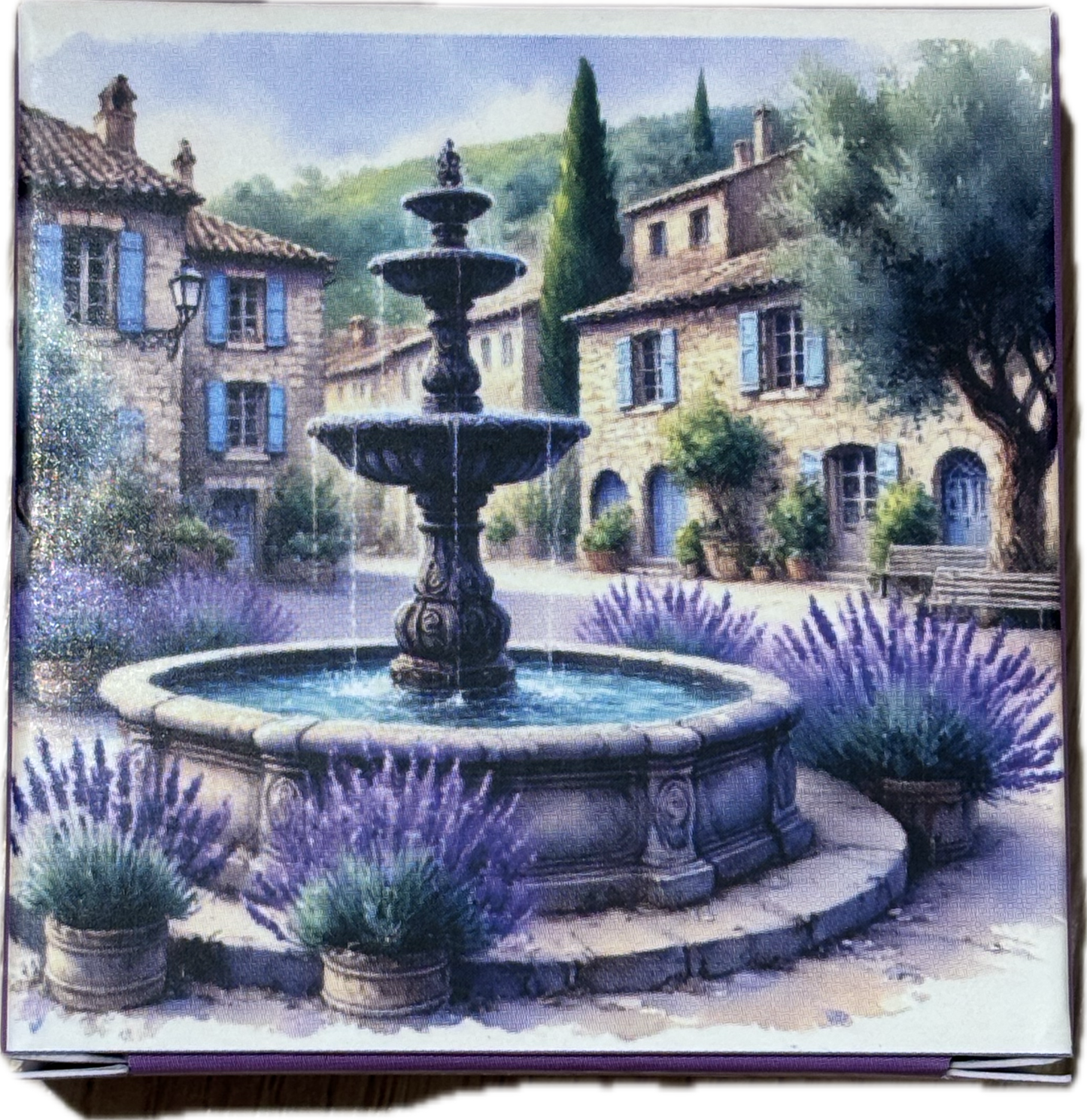 Round Lavender Scented Soap Fountain Box 50gr