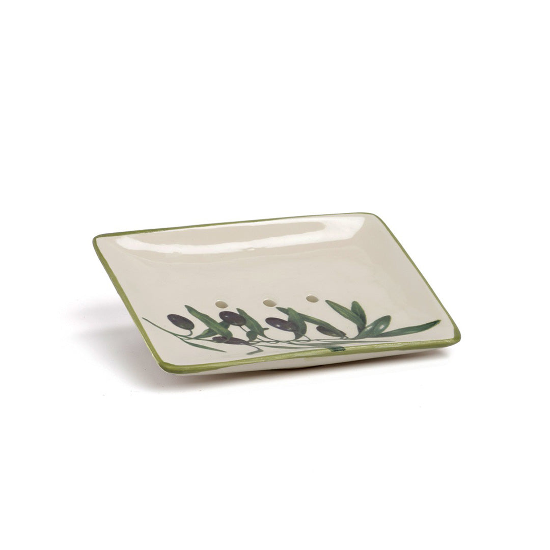 Porte Savon Céramique Branche Olivier
