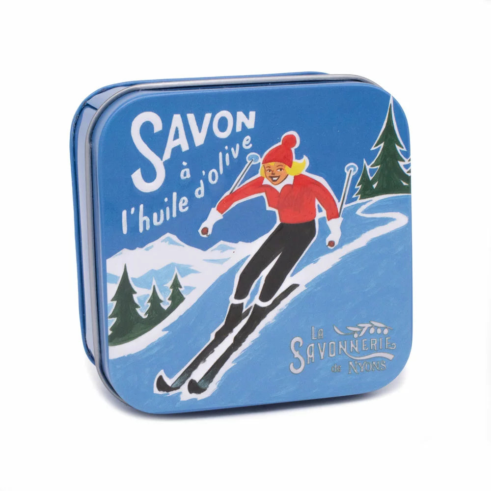 Savon Parfumé Edelweiss Boite Métal Piste De Ski 100gr