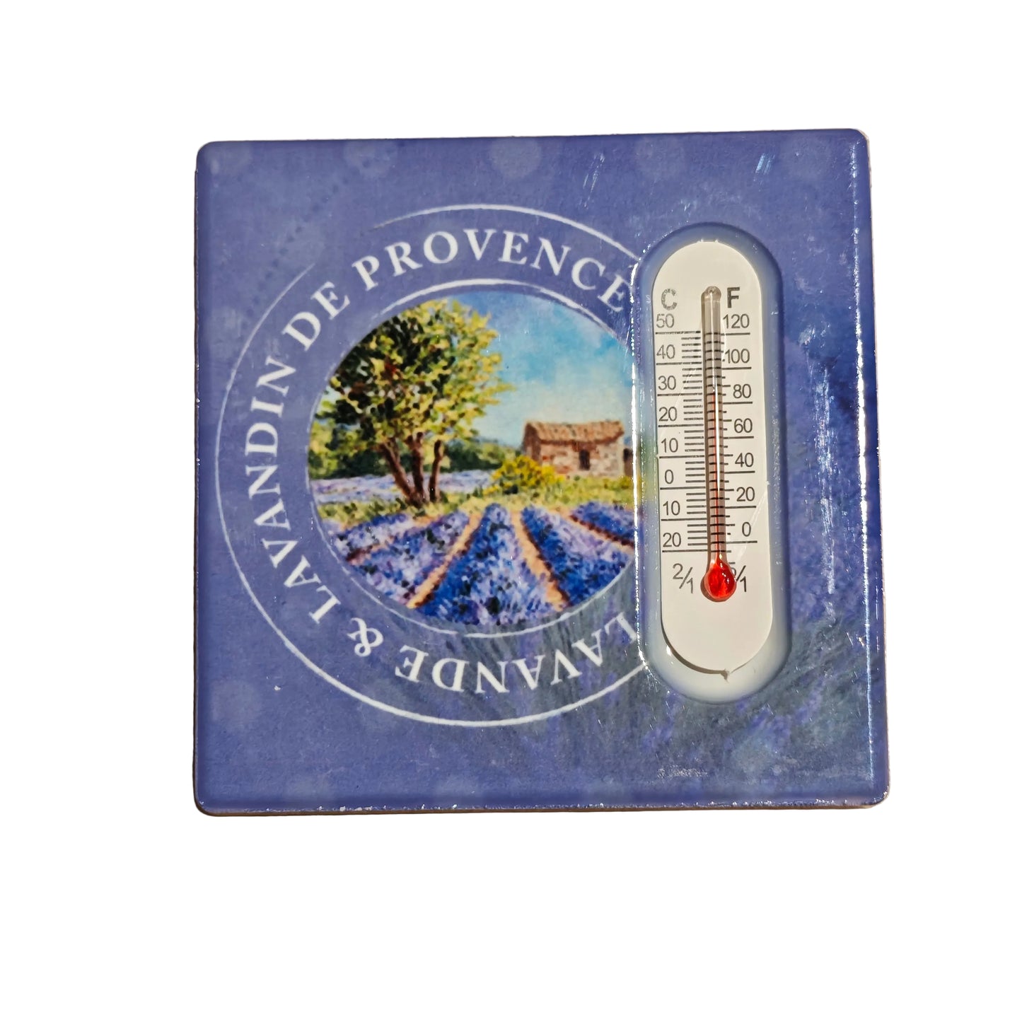 Magnet Carré Thermomètre Lavande De Provence Bleu
