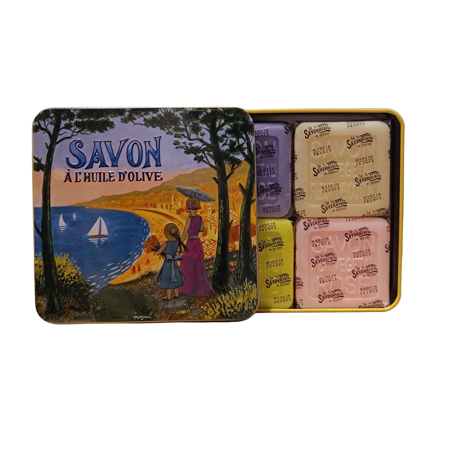 Coffret Savons Parfumés Boite Métal Côte d'Azur 4*100gr