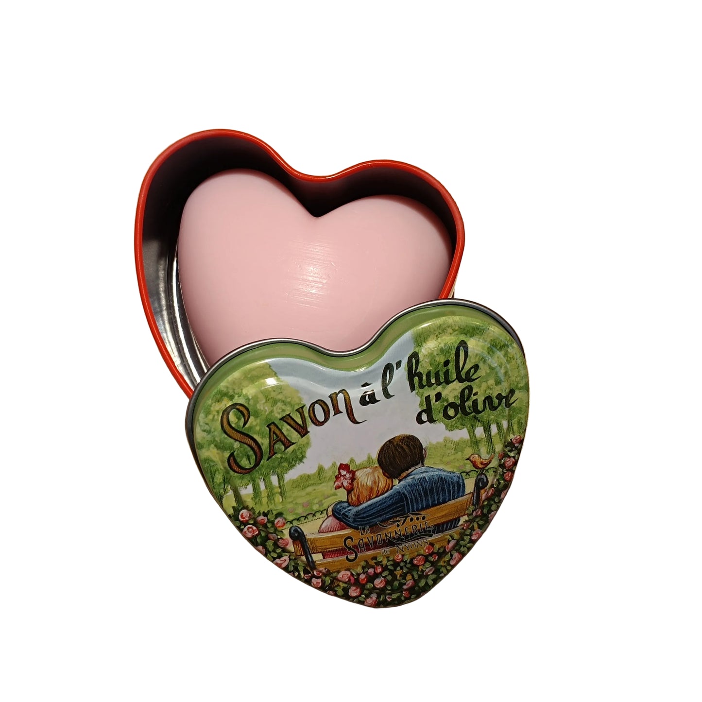 Rose Scented Soap in a Metal Box with a Lover's Heart Design, 100g