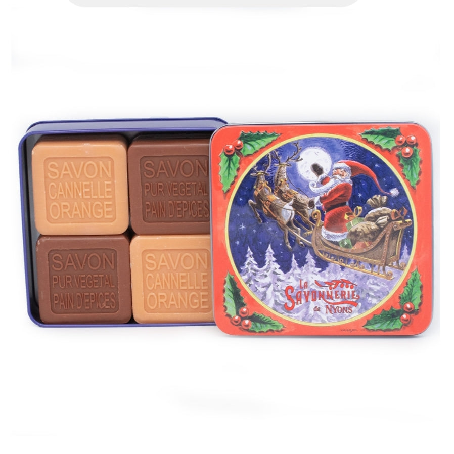 Coffret Savons Parfumés Boîte Métal Le Traîneau 4*100gr