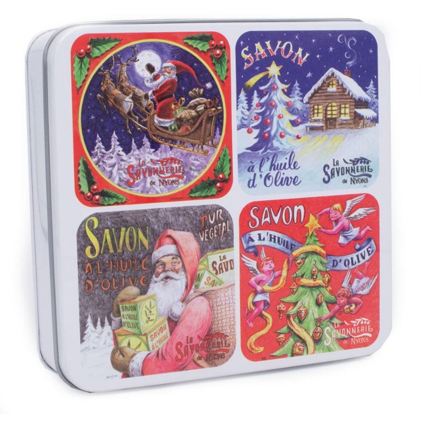 Coffret Savons Parfumés Boîte Métal Noël 4*100gr