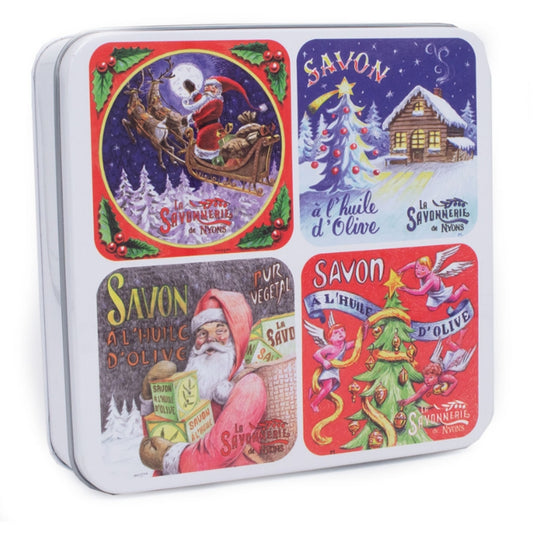 Coffret Savons Parfumés Boîte Métal Noël 4*100gr