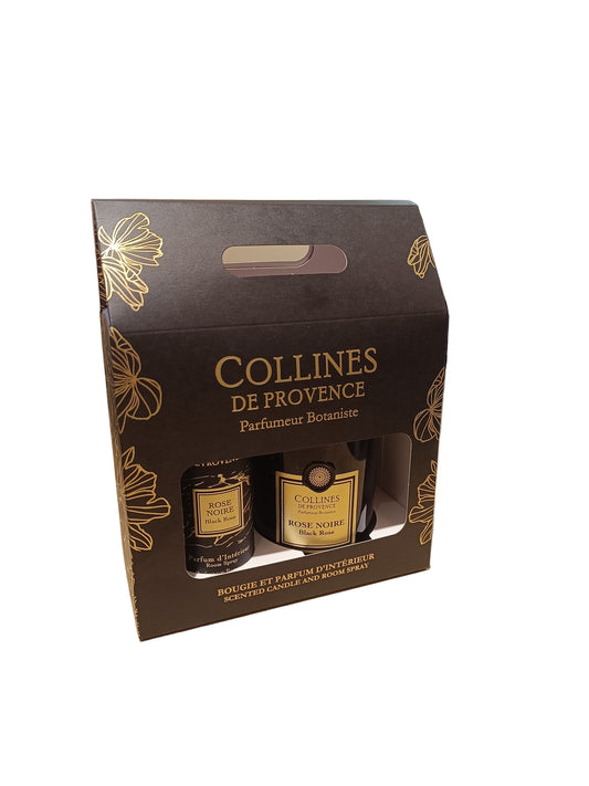 Coffret Rose Noire Bougie 180gr - Parfum D'intérieur 100ml