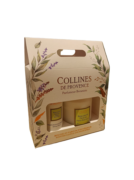 Coffret Bergamote Fraîche Bougie 180gr - Parfum D'intérieur 100ml